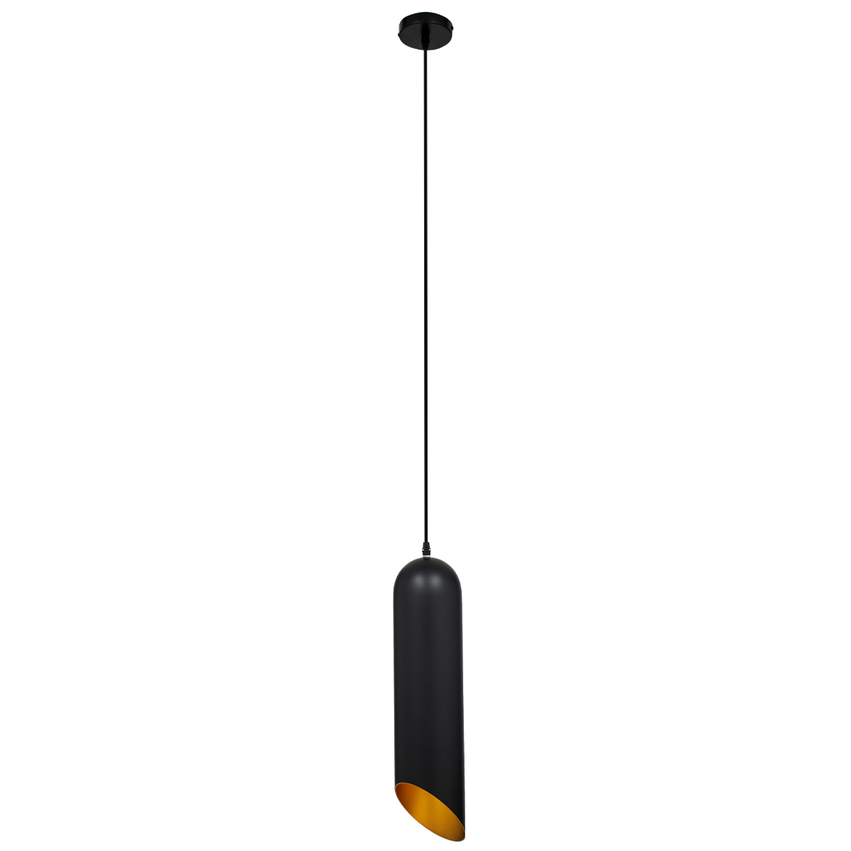 GloboStar® CARSON 01528 Μοντέρνο Κρεμαστό Φωτιστικό Οροφής Μονόφωτο Μαύρο - Χρυσό Μεταλλικό Καμπάνα Φ12 x Υ52cm - Image 3