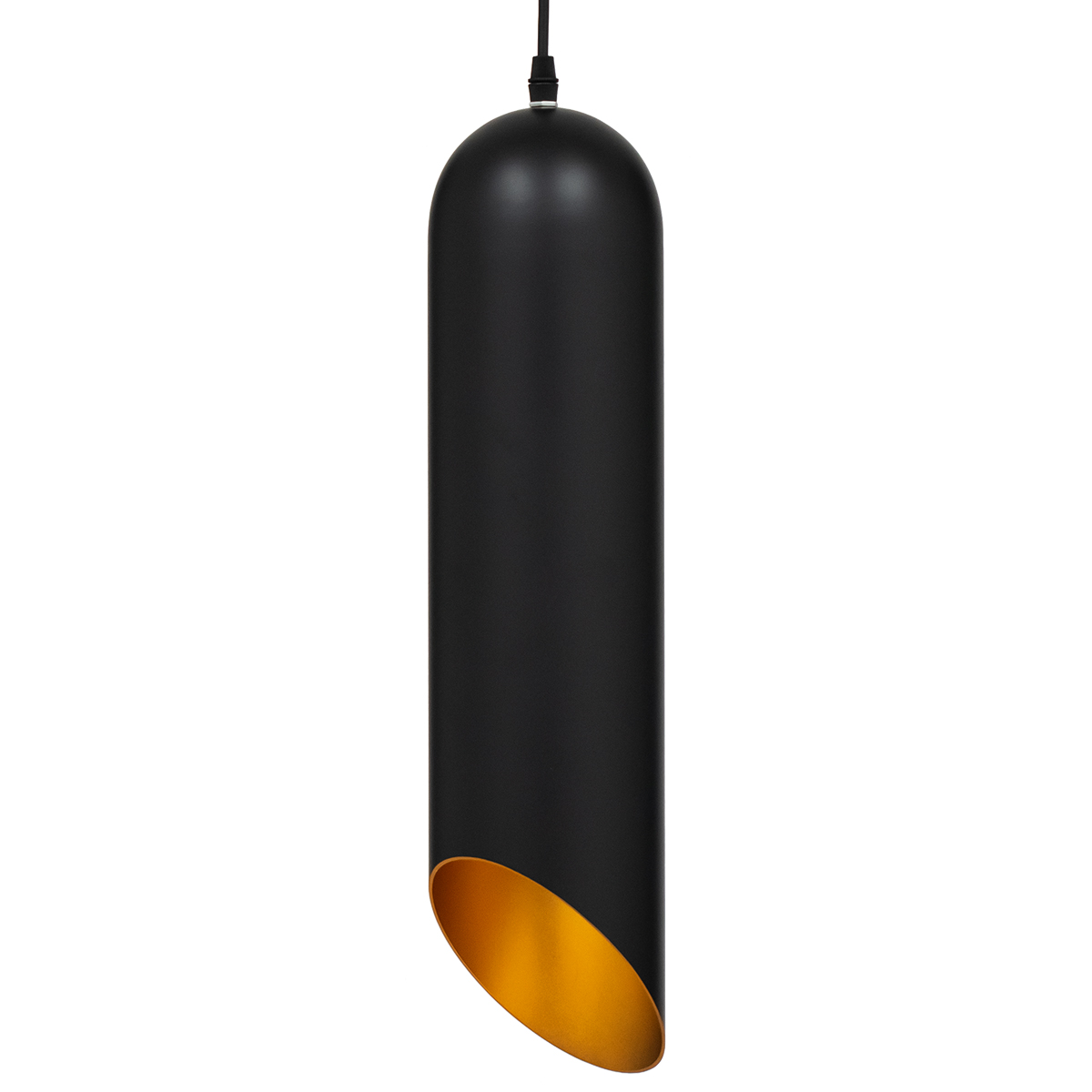 GloboStar® CARSON 01528 Μοντέρνο Κρεμαστό Φωτιστικό Οροφής Μονόφωτο Μαύρο - Χρυσό Μεταλλικό Καμπάνα Φ12 x Υ52cm - Image 4