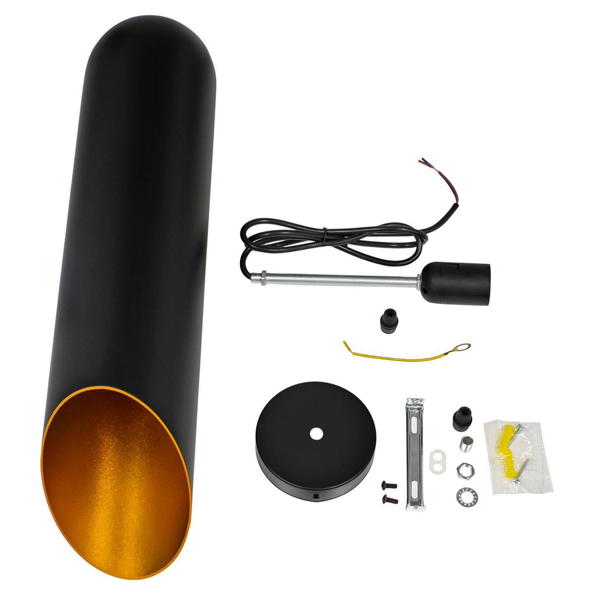 GloboStar® CARSON 01528 Μοντέρνο Κρεμαστό Φωτιστικό Οροφής Μονόφωτο Μαύρο - Χρυσό Μεταλλικό Καμπάνα Φ12 x Υ52cm - Image 7