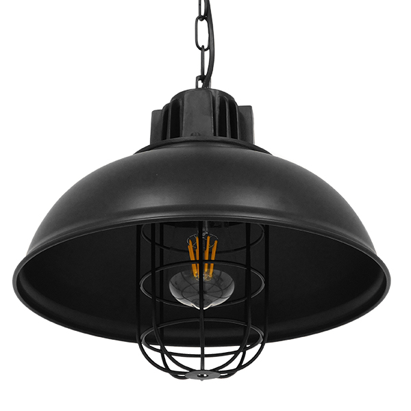 GloboStar® HARROW 01571 Vintage Industrial Κρεμαστό Φωτιστικό Οροφής Μονόφωτο Μαύρο Μεταλλικό Πλέγμα Φ33 x Υ32cm - Image 6