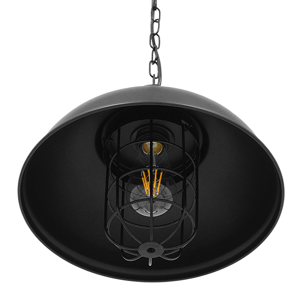 GloboStar® HARROW 01571 Vintage Industrial Κρεμαστό Φωτιστικό Οροφής Μονόφωτο Μαύρο Μεταλλικό Πλέγμα Φ33 x Υ32cm - Image 7