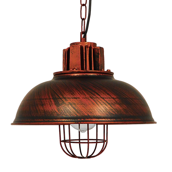 GloboStar® HARROW 01572 Vintage Industrial Κρεμαστό Φωτιστικό Οροφής Μονόφωτο Καφέ Σκουριά Μεταλλικό Πλέγμα Φ33 x Υ32cm - Image 3