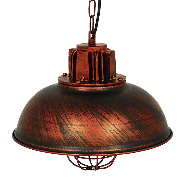 GloboStar® HARROW 01572 Vintage Industrial Κρεμαστό Φωτιστικό Οροφής Μονόφωτο Καφέ Σκουριά Μεταλλικό Πλέγμα Φ33 x Υ32cm - Image 4