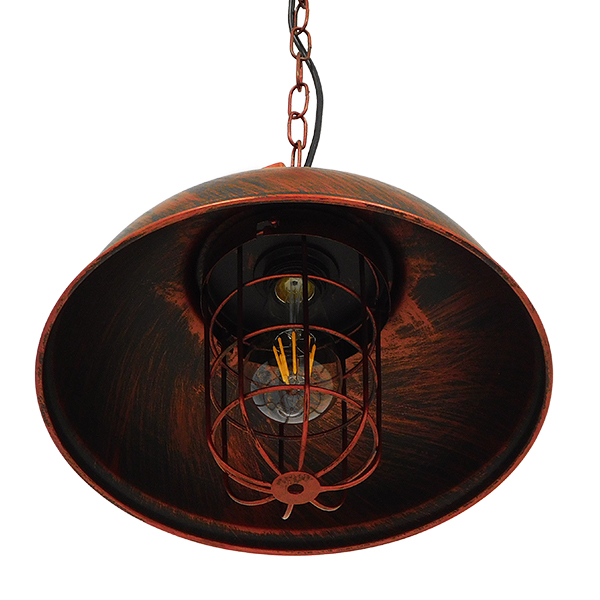 GloboStar® HARROW 01572 Vintage Industrial Κρεμαστό Φωτιστικό Οροφής Μονόφωτο Καφέ Σκουριά Μεταλλικό Πλέγμα Φ33 x Υ32cm - Image 7