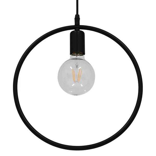 GloboStar® OMICRON 01578 Μοντέρνο Κρεμαστό Φωτιστικό Οροφής Μονόφωτο Μαύρο Μεταλλικό Φ33 Φ33 x Π4 x Υ33cm - Image 3