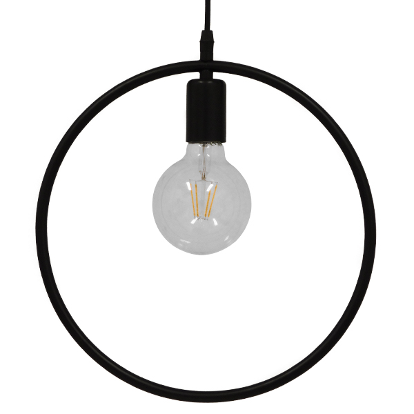 GloboStar® OMICRON 01578 Μοντέρνο Κρεμαστό Φωτιστικό Οροφής Μονόφωτο Μαύρο Μεταλλικό Φ33 Φ33 x Π4 x Υ33cm - Image 4