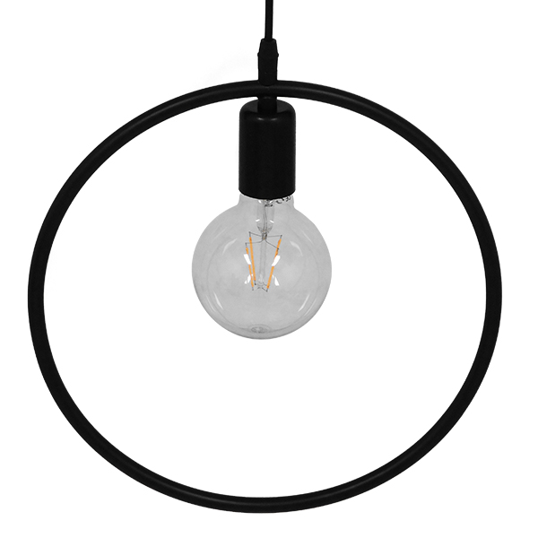 GloboStar® OMICRON 01578 Μοντέρνο Κρεμαστό Φωτιστικό Οροφής Μονόφωτο Μαύρο Μεταλλικό Φ33 Φ33 x Π4 x Υ33cm - Image 5