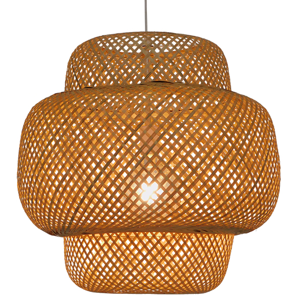 GloboStar® MALDIVES 01657 Vintage Κρεμαστό Φωτιστικό Οροφής Μονόφωτο Καφέ Ξύλινο Bamboo Φ56 x Υ54cm - Image 2
