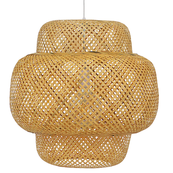 GloboStar® MALDIVES 01657 Vintage Κρεμαστό Φωτιστικό Οροφής Μονόφωτο Καφέ Ξύλινο Bamboo Φ56 x Υ54cm - Image 4