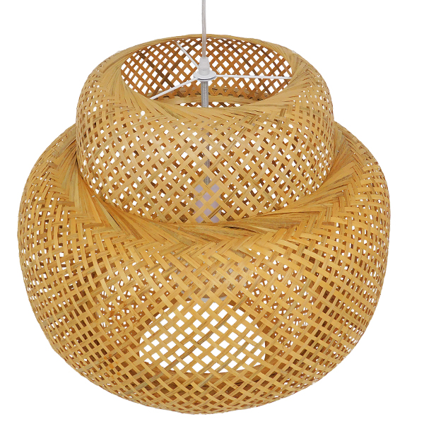 GloboStar® MALDIVES 01657 Vintage Κρεμαστό Φωτιστικό Οροφής Μονόφωτο Καφέ Ξύλινο Bamboo Φ56 x Υ54cm - Image 7