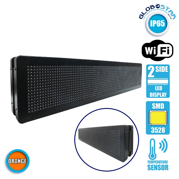 GloboStar® 90304 Κυλιόμενη Ψηφιακή Επιγραφή P10 LED SMD AC 220-240V με Wi-Fi - Αδιάβροχή IP54 - Διπλής Όψης - Μ104 x Π12 x Υ20cm Πορτοκαλί - Image 3
