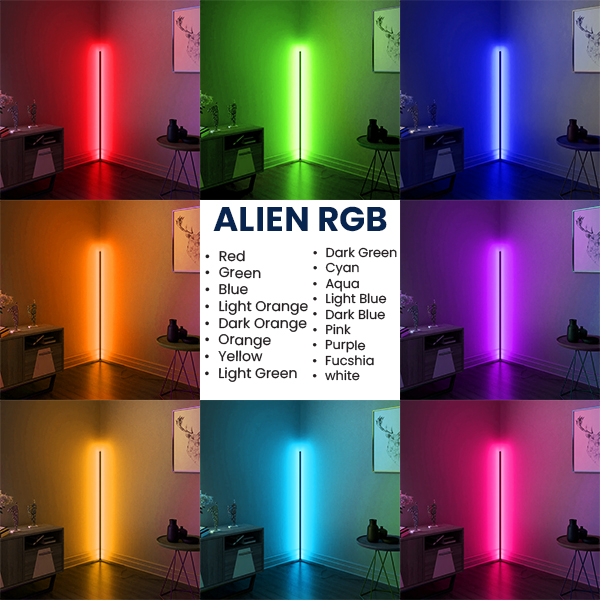 Μοντέρνο Minimal Επιδαπέδιο Μαύρο Φωτιστικό 150cm LED 24 Watt με Ασύρματο Χειριστήριο RF & Dimmer RGB Πολύχρωμο GloboStar ALIEN Design GLOBO-150-8 - Image 3
