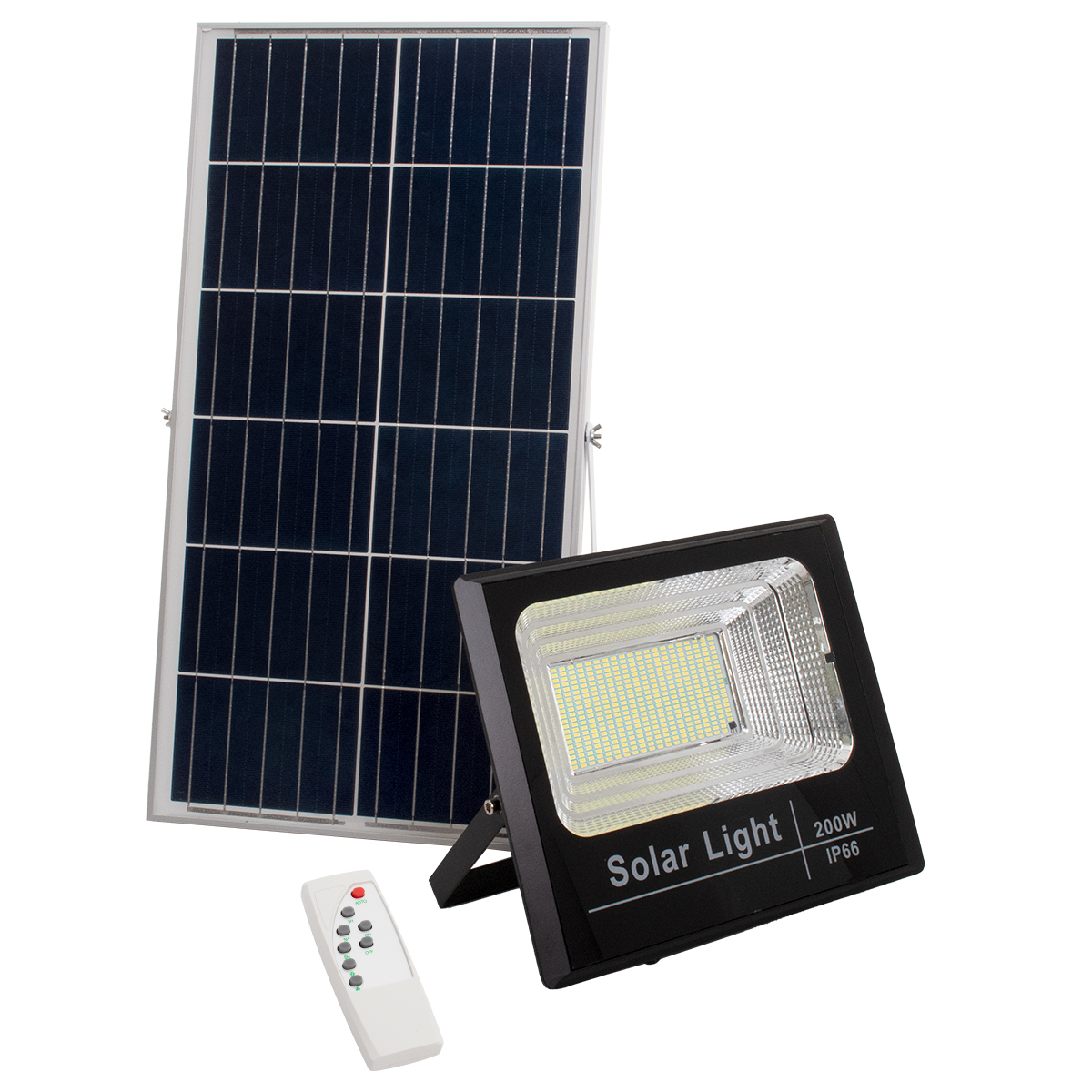 GloboStar® 71558 Αυτόνομος Ηλιακός Προβολέας LED SMD 200W 16000lm με Ενσωματωμένη Μπαταρία 20000mAh - Φωτοβολταϊκό Πάνελ με Αισθητήρα Ημέρας-Νύχτας και Ασύρματο Χειριστήριο RF 2.4Ghz Αδιάβροχος IP66 Ψυχρό Λευκό 6000K - Image 2
