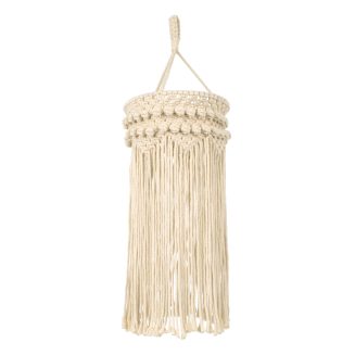 GloboStar® 36205 UGANDA Καπέλο Φωτιστικού Boho - Μακραμέ Πλεκτό Χειροποίητο Μπεζ Υφασμάτινο με Σχοινί Φ25 x Υ70cm