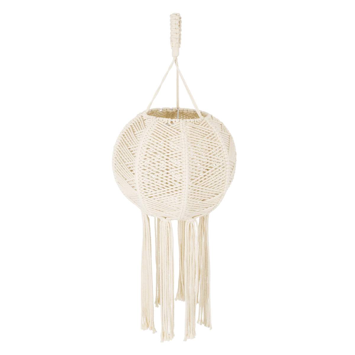 GloboStar® 36214 EGYPT Καπέλο Φωτιστικού Boho - Μακραμέ Πλεκτό Χειροποίητο Μπεζ Υφασμάτινο με Σχοινί Φ30 x Υ75cm - Image 4