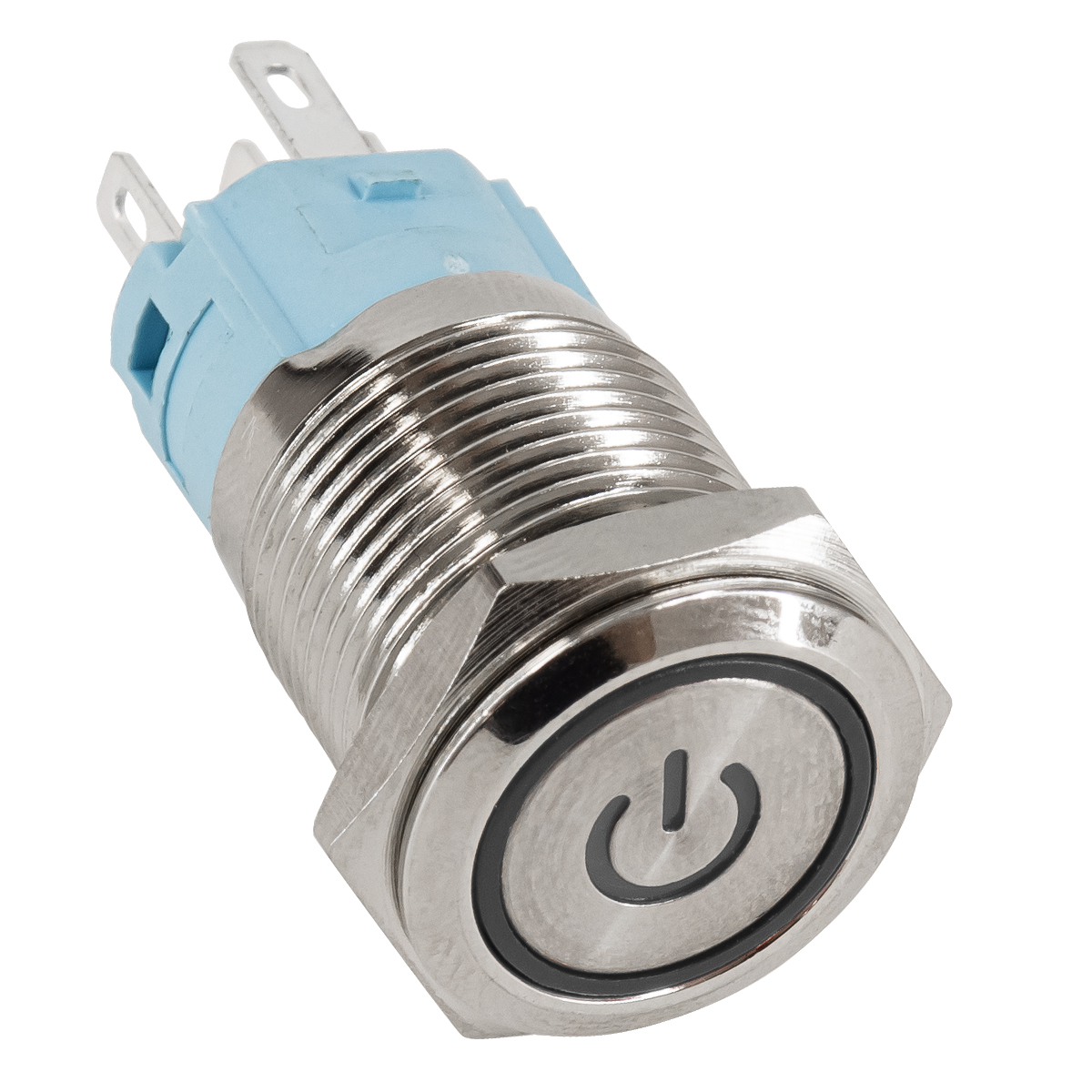 GloboStar® 70780 LED Φωτιζόμενος Διακόπτης Χωνευτός - Μπουτόν On/Off Ανοξείδωτος DC 12V με Angel Eye Ψυχρό Λευκό 6000K Max 5A - Image 2