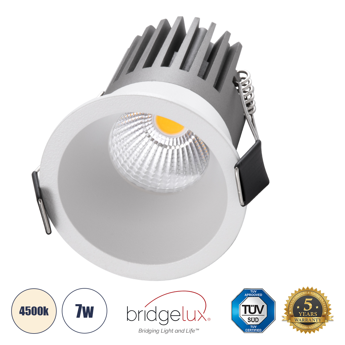GloboStar® MICRO-B 60242 Χωνευτό LED Spot Downlight TrimLess Φ6cm 7W 910lm 38° AC 220-240V IP20 Φ6 x Υ7.8cm - Στρόγγυλο - Λευκό - Φυσικό Λευκό 4500K - Bridgelux COB - 5 Years Warranty - Image 2