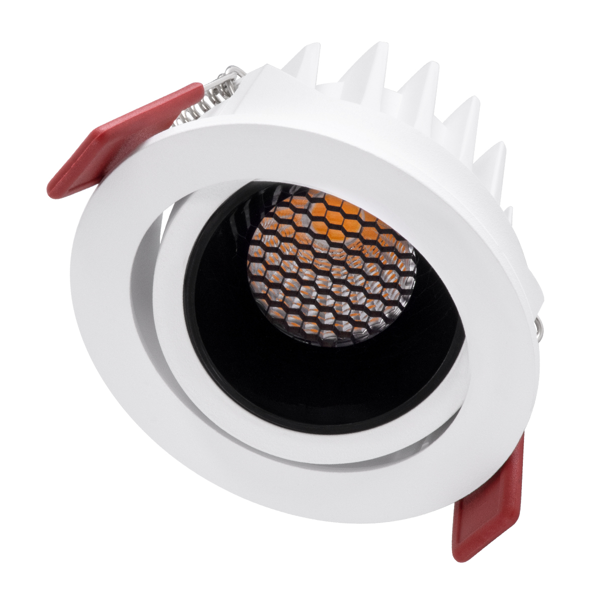 GloboStar® LEO-R 60283 Χωνευτό LED Spot Downlight TrimLess Φ8.5cm 10W 1250lm 38° AC 220-240V IP20 Φ8.5 x Υ6.6cm - Στρόγγυλο - Κινούμενο - Λευκό με Μαύρο Κάτοπτρο & Anti-Glare HoneyComb - Θερμό Λευκό 2700K - Bridgelux COB - 5 Years Warranty - Image 3
