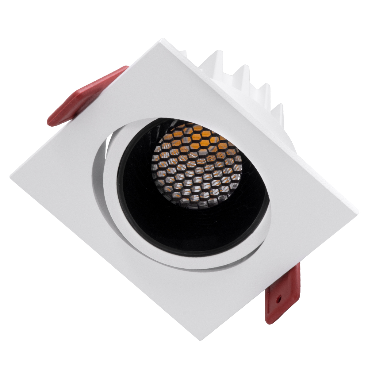 GloboStar® LEO-SQ 60288 Χωνευτό LED Spot Downlight TrimLess Μ8.5xΠ8.5cm 10W 1300lm 38° AC 220-240V IP20 Μ8.5 x Π8.5 x Υ6.6cm - Τετράγωνο - Κινούμενο - Λευκό με Μαύρο Κάτοπτρο & Anti-Glare HoneyComb - Φυσικό Λευκό 4500K - Bridgelux COB - 5 Years Warranty - Image 3