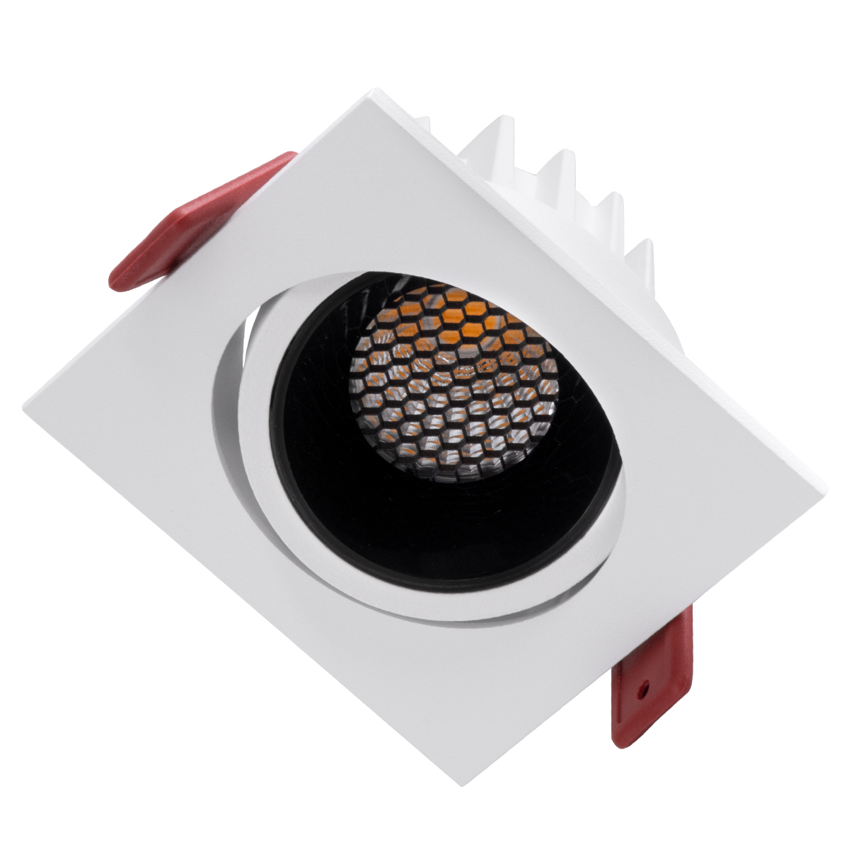 GloboStar® LEO-SQ 60289 Χωνευτό LED Spot Downlight TrimLess Μ8.5xΠ8.5cm 10W 1250lm 38° AC 220-240V IP20 Μ8.5 x Π8.5 x Υ6.6cm - Τετράγωνο - Κινούμενο - Λευκό με Μαύρο Κάτοπτρο & Anti-Glare HoneyComb - Θερμό Λευκό 2700K - Bridgelux COB - 5 Years Warranty - Image 3