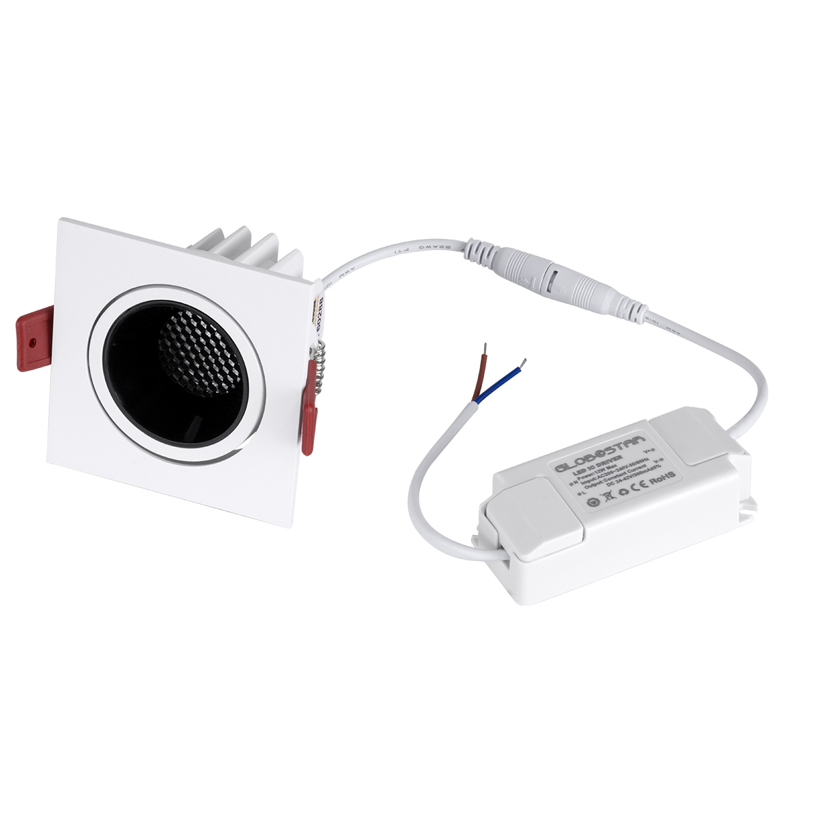 GloboStar® LEO-SQ 60289 Χωνευτό LED Spot Downlight TrimLess Μ8.5xΠ8.5cm 10W 1250lm 38° AC 220-240V IP20 Μ8.5 x Π8.5 x Υ6.6cm - Τετράγωνο - Κινούμενο - Λευκό με Μαύρο Κάτοπτρο & Anti-Glare HoneyComb - Θερμό Λευκό 2700K - Bridgelux COB - 5 Years Warranty - Image 9