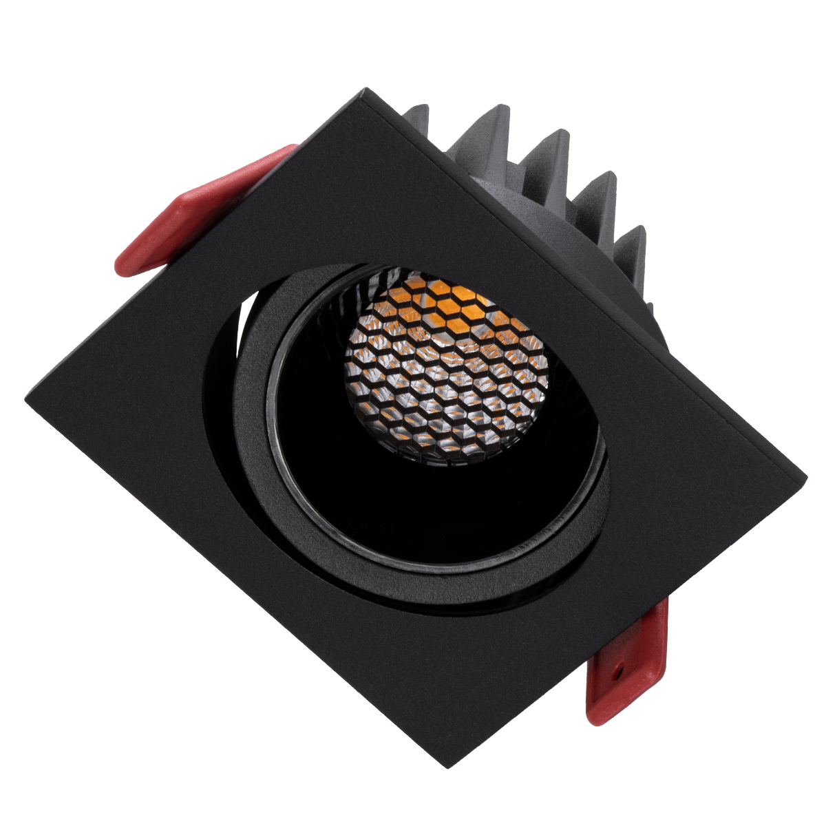 GloboStar® LEO-SQ 60292 Χωνευτό LED Spot Downlight TrimLess Μ8.5xΠ8.5cm 10W 1300lm 38° AC 220-240V IP20 Μ8.5 x Π8.5 x Υ6.6cm - Τετράγωνο - Κινούμενο - Μαύρο & Anti-Glare HoneyComb - Φυσικό Λευκό 4500K - Bridgelux COB - 5 Years Warranty - Image 3