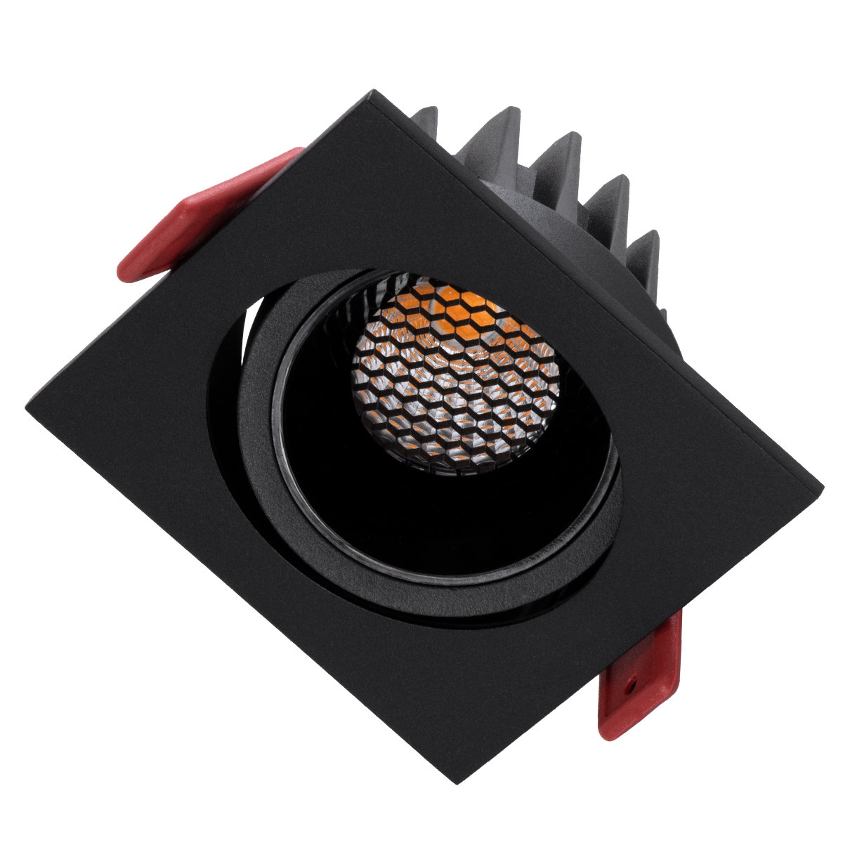 GloboStar® LEO-SQ 60293 Χωνευτό LED Spot Downlight TrimLess Μ8.5xΠ8.5cm 10W 1250lm 38° AC 220-240V IP20 Μ8.5 x Π8.5 x Υ6.6cm - Τετράγωνο - Κινούμενο - Μαύρο & Anti-Glare HoneyComb - Θερμό Λευκό 2700K - Bridgelux COB - 5 Years Warranty - Image 3