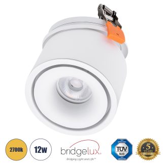 GloboStar® OMEGA 60295 Χωνευτό LED Spot Downlight TrimLess Φ10cm 12W 1346lm 36° AC 220-240V IP20 Φ10 x Υ8.2cm - Στρόγγυλο - Λευκό - Θερμό Λευκό 2700K - Bridgelux COB - 5 Years Warranty