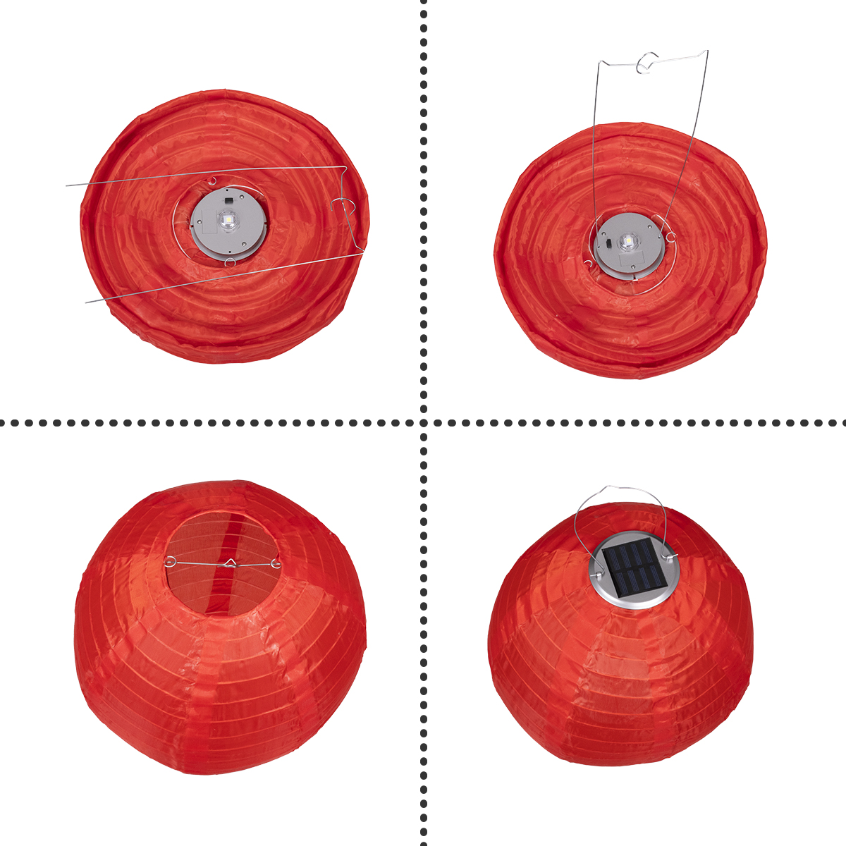 GloboStar® 71592 Αυτόνομο Ηλιακό Φωτιστικό Υφασμάτινη Κόκκινη Μπάλα Φ30cm LED SMD 1W 100lm με Ενσωματωμένη Μπαταρία 1200mAh - Φωτοβολταϊκό Πάνελ με Αισθητήρα Ημέρας-Νύχτας Αδιάβροχο IP65 Ψυχρό Λευκό 6000K - Image 3