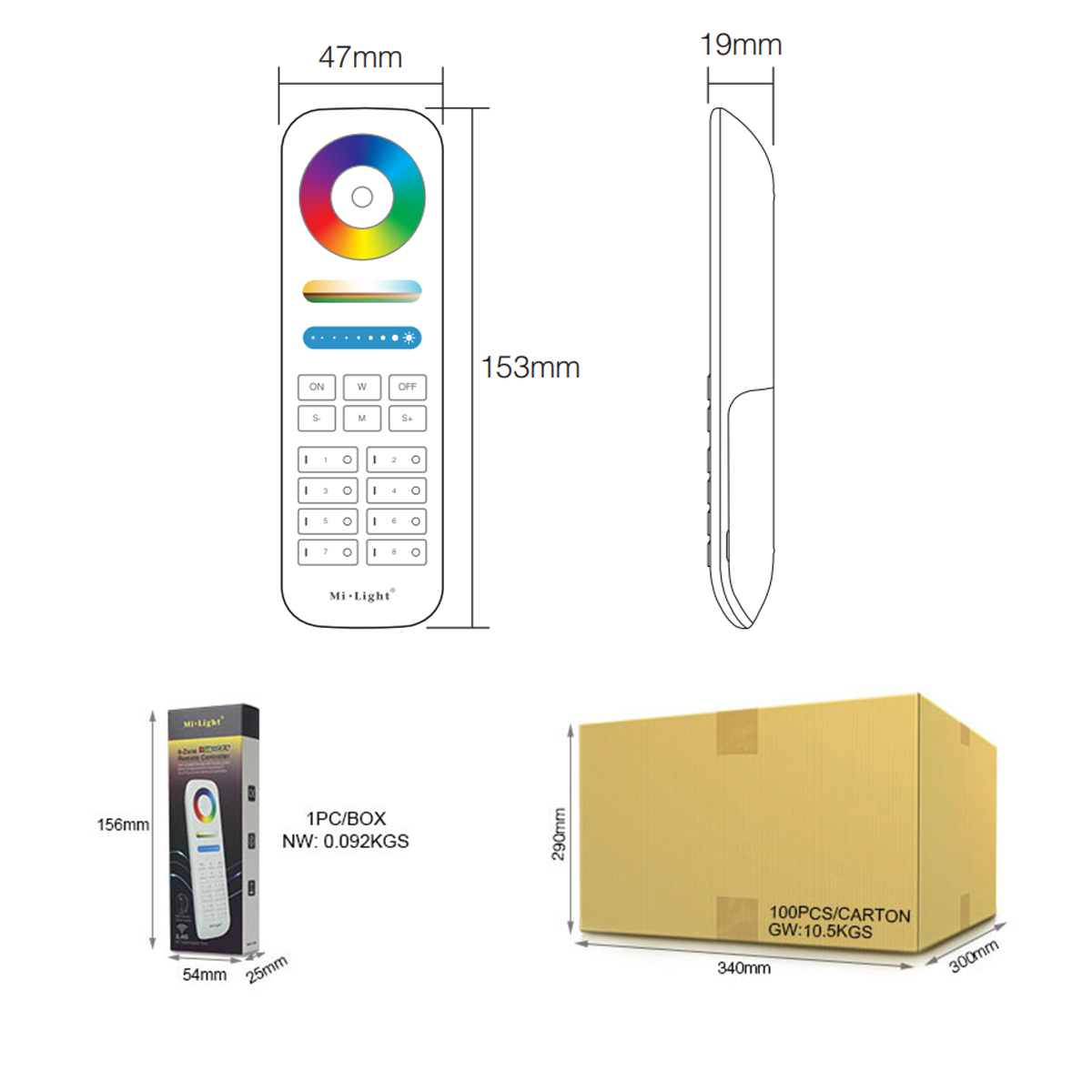 GloboStar® 73426 Ασύρματο Χειριστήριο Αφής έως 8 Group Wireless RF 2.4Ghz LED RGBW+WW Smart Touch Panel 8-Zone Mi-Light FUT089 433MHz RF 2.4G - Image 19