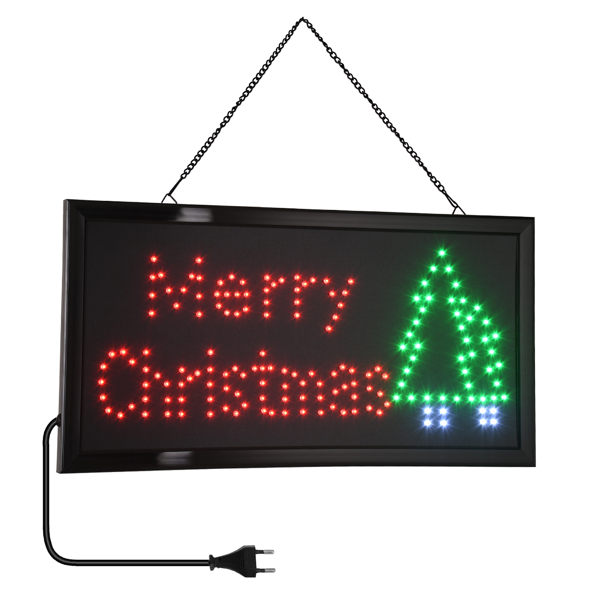GloboStar® 75694 Φωτιστικό Ταμπέλα LED Σήμανσης MERRY CHRISTMAS WITH TREE με Πρίζα AC 230V Μ48xΠ25xΥ2cm - Image 2