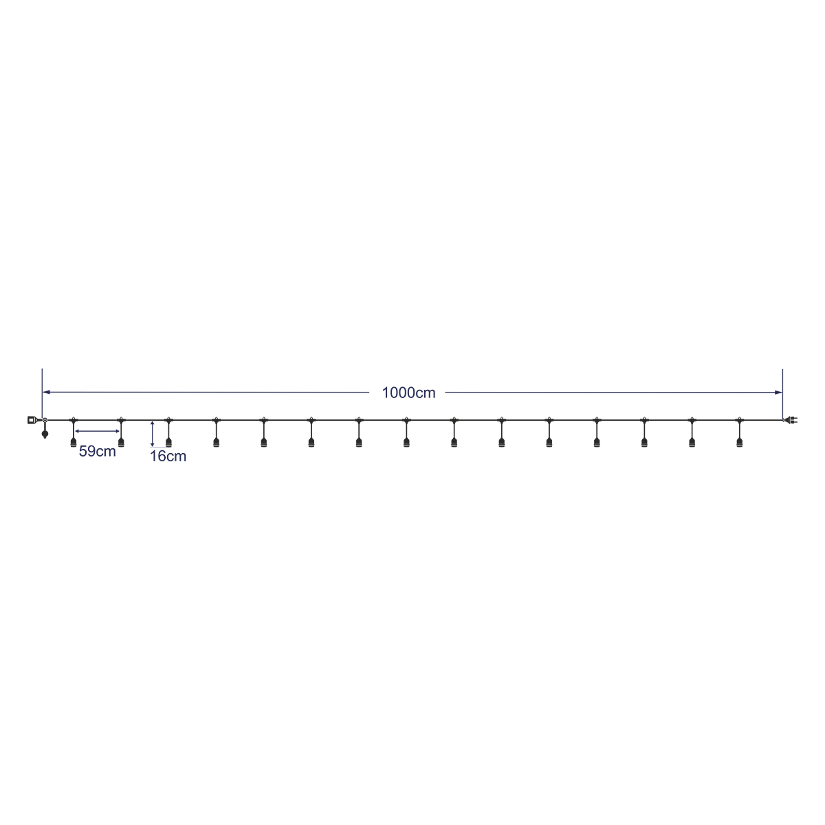GloboStar® 78983 Καλωδιογιρλάντα PVC 10 Μέτρων με 15 Ντουί E27 με Πρίζα Schuko Επεκτεινόμενη Αδιάβροχη IP65 - Image 7