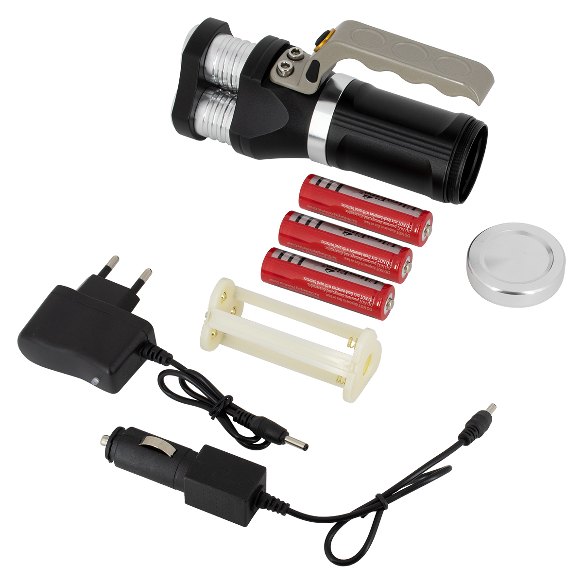 GloboStar® 79025 EXTREME Φορητός Επαναφορτιζόμενος Φακός LED CREE XHP50 30W 3000lm με 3 Modes & 3 x Μπαταρίες 18650 20400mAh Li-ion και με Φόρτιστή Αυτοκινήτου & Πρίζας Αδιάβροχος IP65 Ψυχρό Λευκό 6000K - Image 9