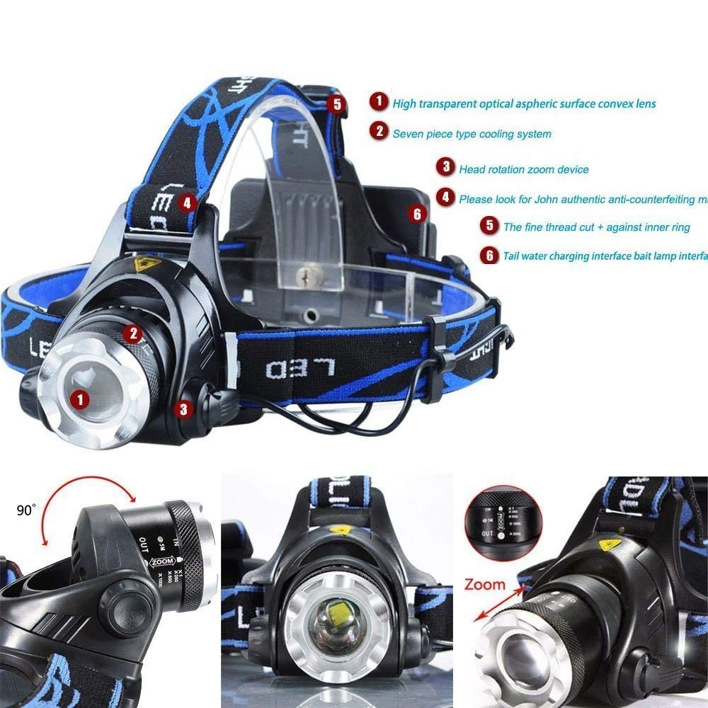 GloboStar® 79055 Φακός Κεφαλής Επαναφορτιζόμενος LED CREE XML2-T6 Chip 10 Watt 1800lm με 2 x 18650 Μπαταρίες 5200mAh Ψυχρό Λευκό 6000K - Image 17
