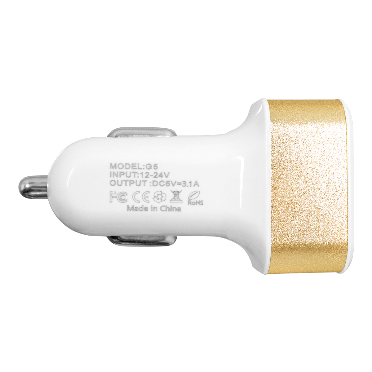 Globostar® 79505 Χρυσός Φορτιστής Αυτοκινήτου DC 12-24V με 3 Εξόδους USB DC 5V Max 3.1A 20W και Καλώδιο USB σε Type-C - Image 3