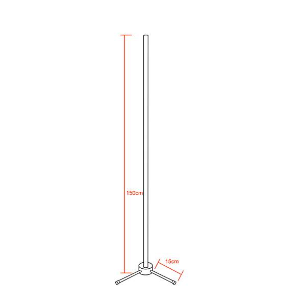 Μοντέρνο Minimal Επιδαπέδιο Μαύρο Φωτιστικό 150cm LED 24 Watt με Ασύρματο Χειριστήριο RF & Dimmer Φυσικό Λευκό 4500k GloboStar ALIEN Design GLOBO-150-2 - Image 2
