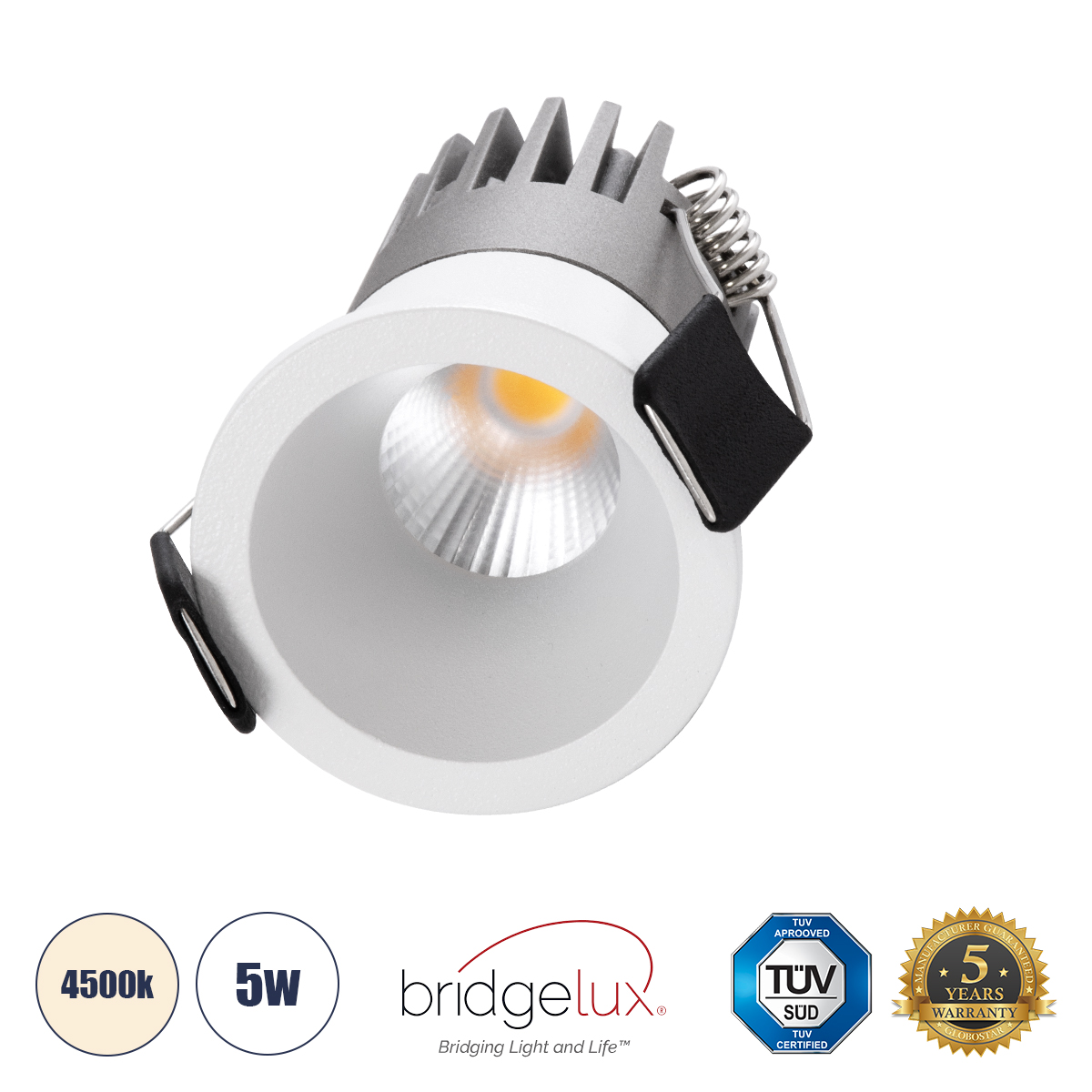 GloboStar® MICRO-S 60236 Χωνευτό LED Spot Downlight TrimLess Φ4cm 5W 650lm 38° AC 220-240V IP20 Φ4 x Υ5.9cm - Στρόγγυλο - Λευκό - Φυσικό Λευκό 4500K - Bridgelux COB - 5 Years Warranty - Image 2