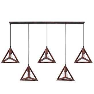 GloboStar® TRIANGLE 00609 Μοντέρνο Κρεμαστό Φωτιστικό Οροφής Πολύφωτο Χάλκινο Μεταλλικό Πλέγμα Μ170 x Π22 x Y130cm