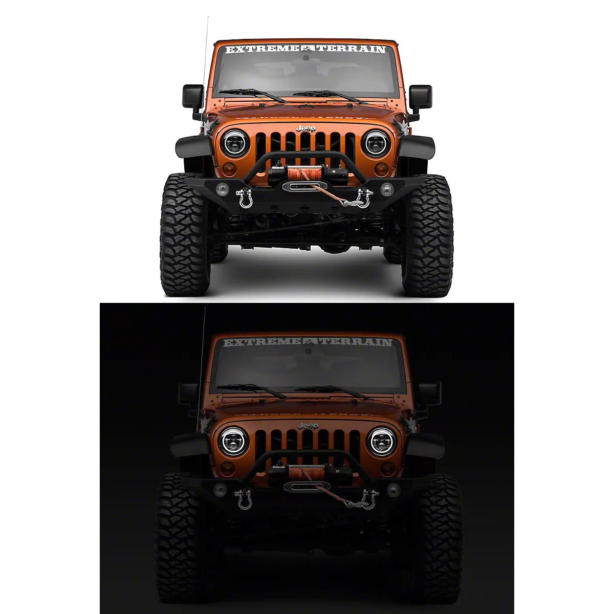 GloboStar® 85417 Σετ 2 x Φανάρια JEEP WRANGLER 7'' Ιντσών Βασικού Φωτισμού H/L με Ring Light DRL & Φλας LED CREE CXB COB 160W 12000lm DC 12V Αδιάβροχα IP66 Πορτοκαλί & Ψυχρό Λευκό 6000K - Image 8