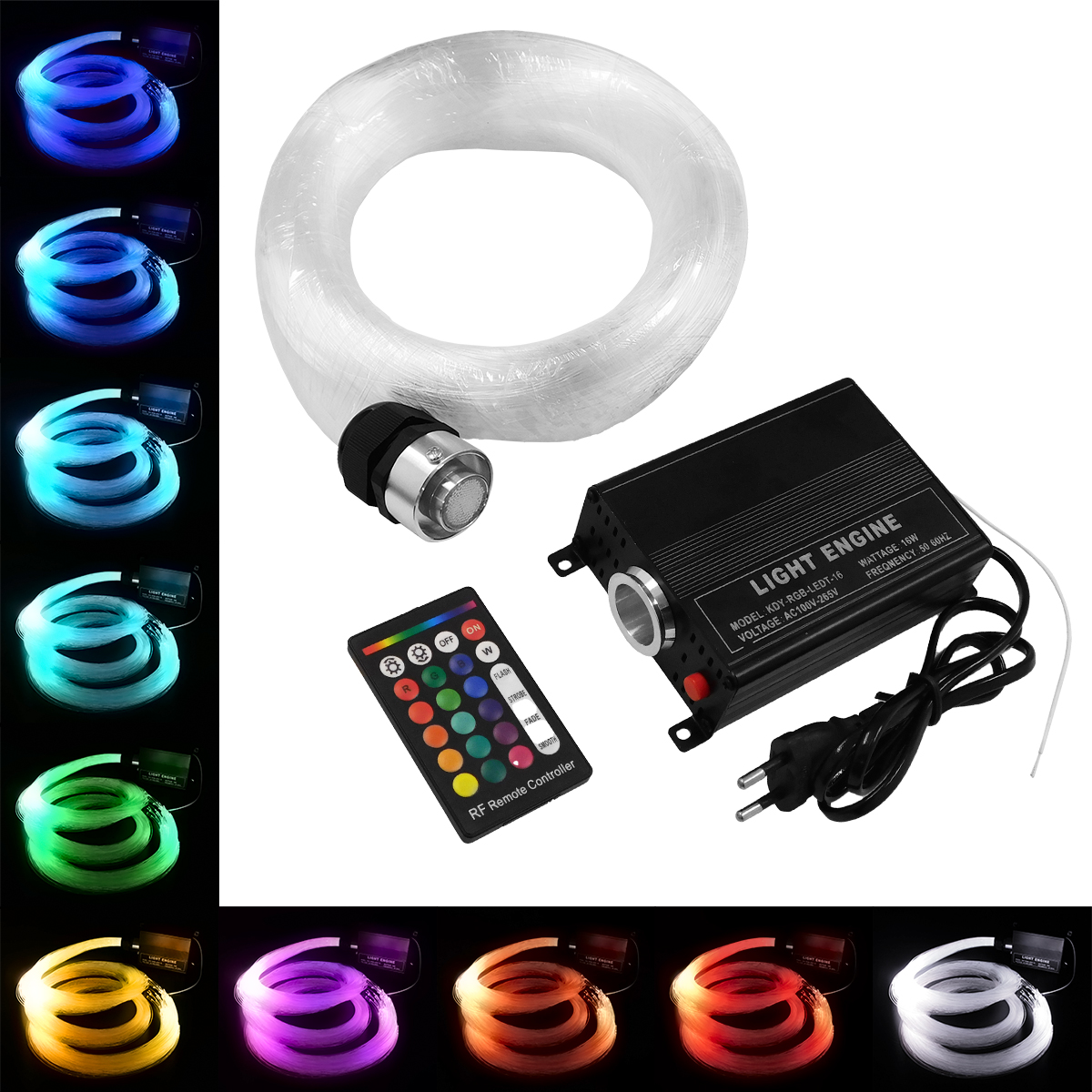 GloboStar® 79614 Κιτ Οπτικής Ίνας Optical Fiber LED 16W AC 230V με 280 Τεμ Οπτικής Ίνας Πάχους 1mm x Μήκους 2M και Ασύρματο Χειριστήριο RGBW - Image 2