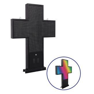 Αδιάβροχη Κυλιόμενη Επιγραφή Σταυρός Φαρμακείου CROSS DISPLAY SMD LED 230V USB & WiFi RGB Διπλής Όψης 100x100cm GloboStar 90143