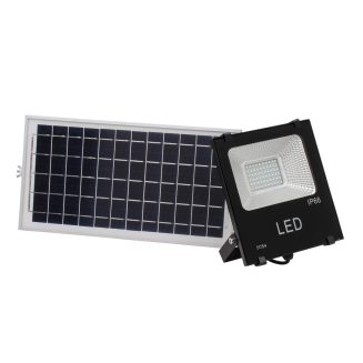 GloboStar® 90201 Αυτόνομος Ηλιακός Φωτοβολταϊκός Προβολέας LED 30W 1800lm με Ενσωματωμένη Μπαταρία 4000mAh - Φωτοβολταϊκό Πάνελ με Αισθητήρα Ημέρας-Νύχτας Αδιάβροχος IP66 Ψυχρό Λευκό 6000Κ