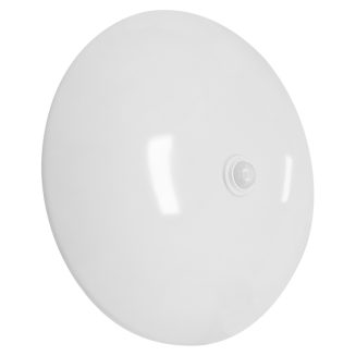 GloboStar® 90449-1 Πλαφονιέρα Οροφής 12W AC 230V 1080lm 180° Αδιάβροχη IP54 Φ28cm με PIR Ανιχνευτή-Αισθητήρα Κίνησης 360° 6m και Αισθητήρα Ημέρας-Νύχτας - Motion Sensor Ψυχρό Λευκό 6000K