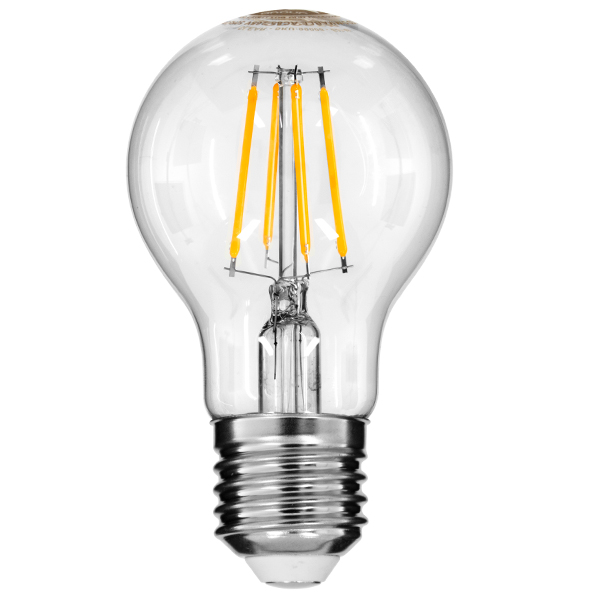 GloboStar® 99006 Λάμπα E27 A60 Γλόμπος LED LONG FILAMENT 6W 660 lm 320° AC 85-265V Edison Retro με Διάφανο Γυαλί Θερμό Λευκό 2700 K Dimmable