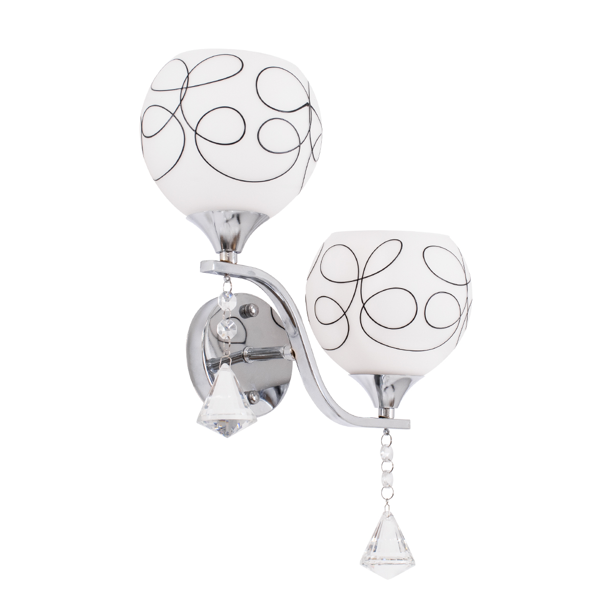 GloboStar® CANTER 00635 Μοντέρνο Φωτιστικό Τοίχου Απλίκα Δίφωτο Μεταλλικό με Διάφανο Γυαλί Μ32 x Π15 x Υ40cm - Image 2