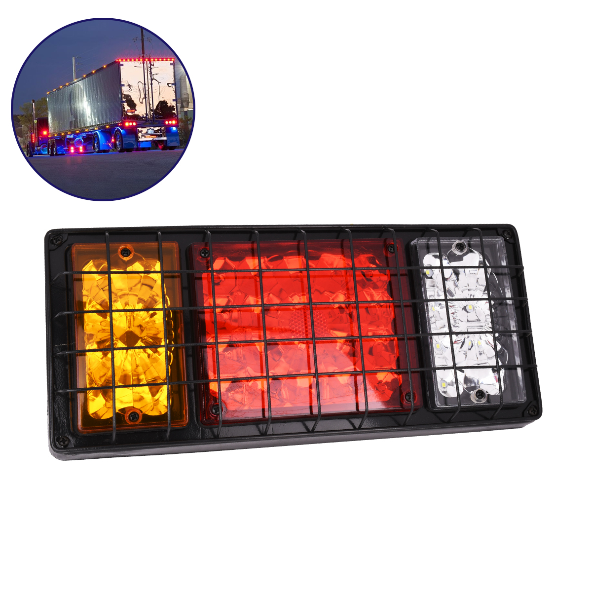 GloboStar® 79928 Πίσω Φανάρι Τρέιλερ 36 LED 12V με Μεταλλικό Πλέγμα Προστασίας Universal Αδιάβροχο IP66 Πορτοκαλί - Κόκκινο - Λευκό 6000K - Image 2