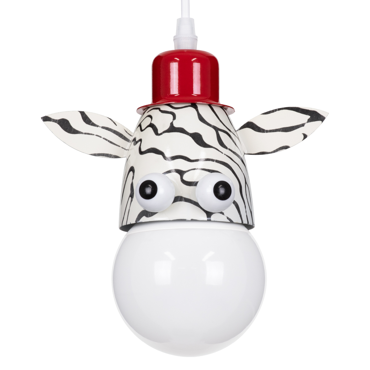 GloboStar® ZEBRA 00639 Μοντέρνο Κρεμαστό Παιδικό Φωτιστικό Οροφής Μονόφωτο Λευκό Μαύρο Μεταλλικό Μ19 x Π10.5 x Υ13.5cm - Image 2