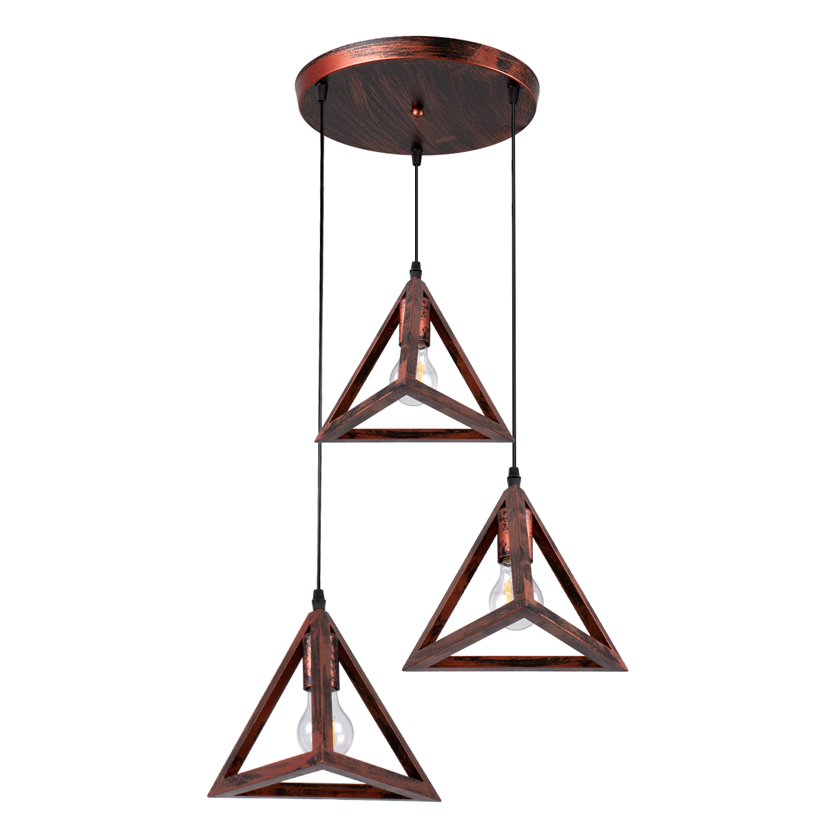 GloboStar® TRIANGLE 00618 Μοντέρνο Κρεμαστό Φωτιστικό Οροφής Τρίφωτο Χάλκινο Μεταλλικό Πλέγμα Φ49 x Y130cm - Image 2