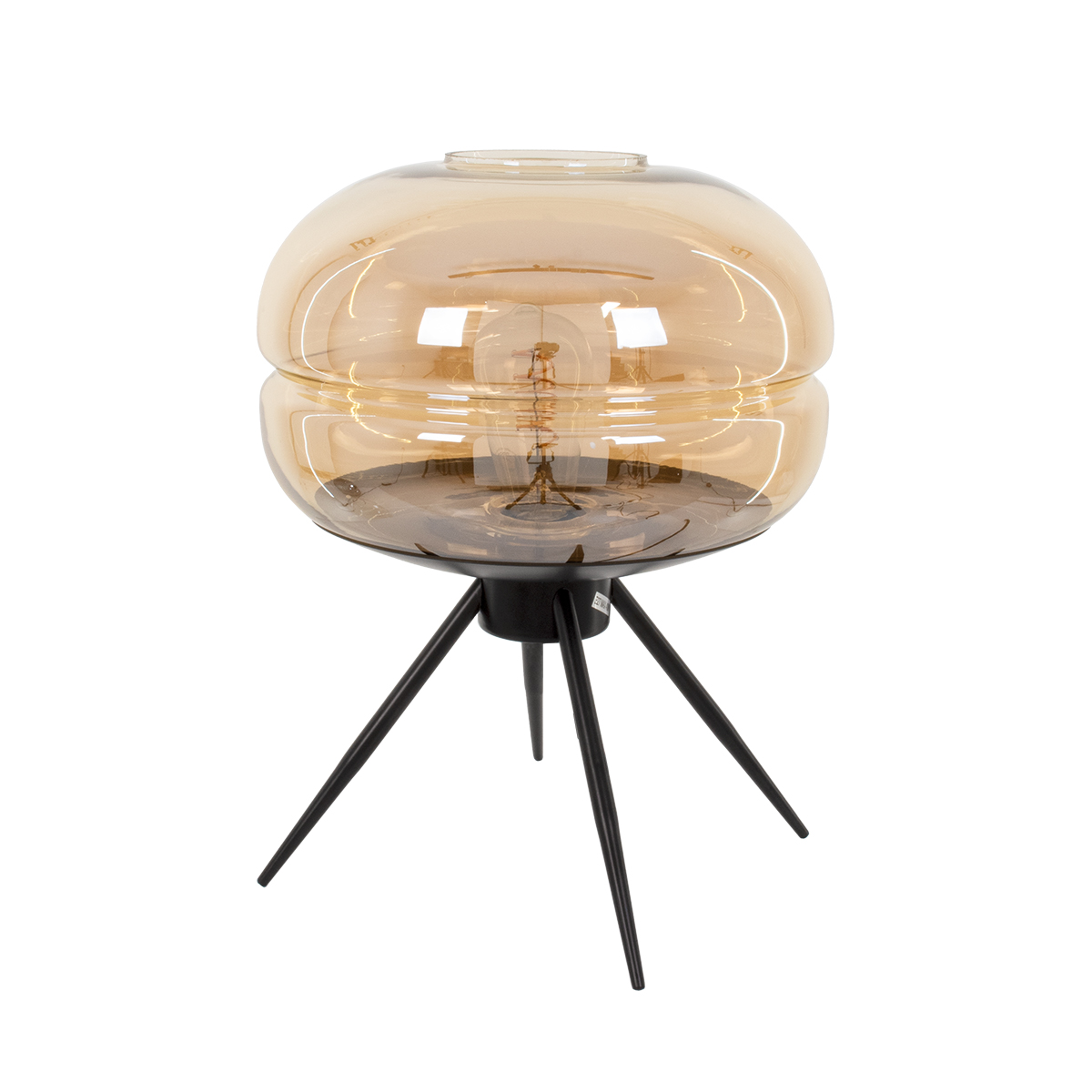 GloboStar® JAVAN 00737 Μοντέρνο Επιτραπέζιο Φωτιστικό Πορτατίφ Λαμπατέρ Μονόφωτο Μελί Γυάλινο Μαύρο Μεταλλικό Φ30 x Υ19cm - Image 2