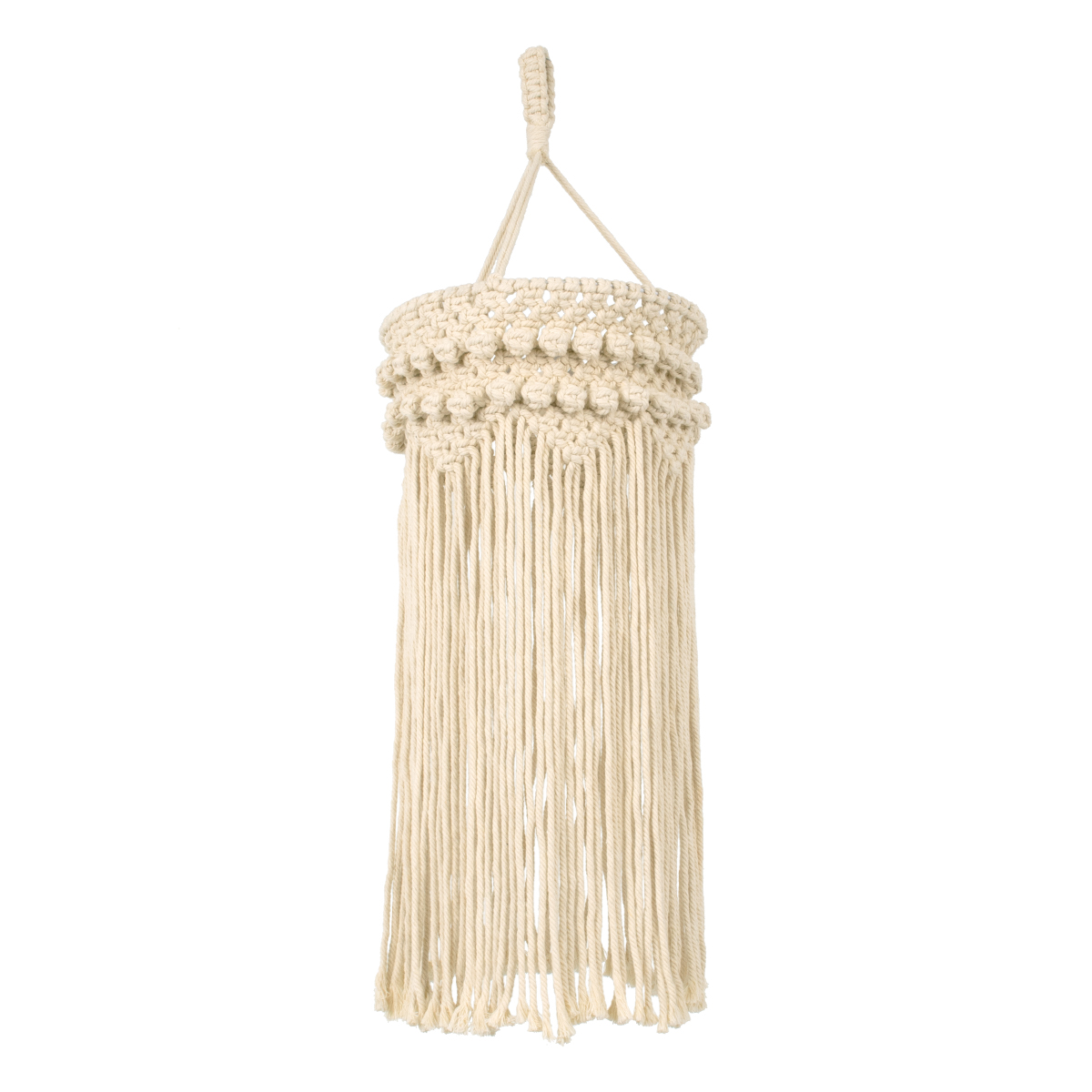 GloboStar® 36205 UGANDA Καπέλο Φωτιστικού Boho - Μακραμέ Πλεκτό Χειροποίητο Μπεζ Υφασμάτινο με Σχοινί Φ25 x Υ70cm - Image 2